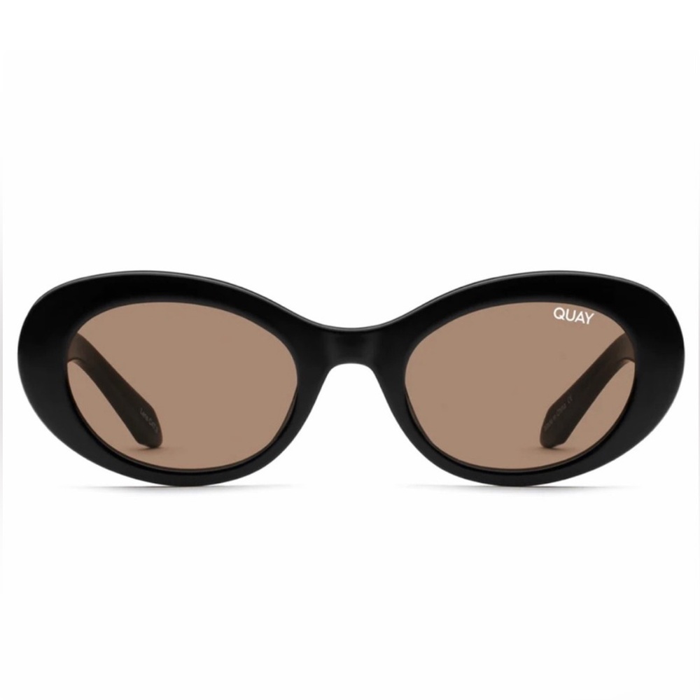 Quay Show Up Sunglasses Black Frame Brown Lenses